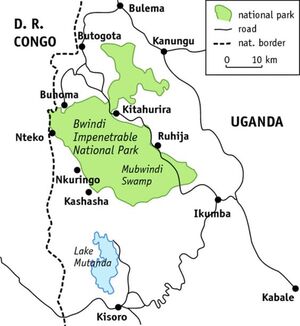 A map Of Bwindi National Park.