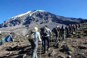 Tourists climbing uhuru peak