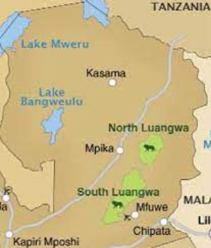 map of Mfuwe region in Zambia